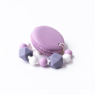 Lavender Purple Peach Macaroon Baby Teething Toys - Best Silicone Baby Teether Chewing Toy for Babies 6-12 months,Silicone Macaroon Cookie Baby Teether Teething Toys With a Bead Necklace and Pacifier Clip